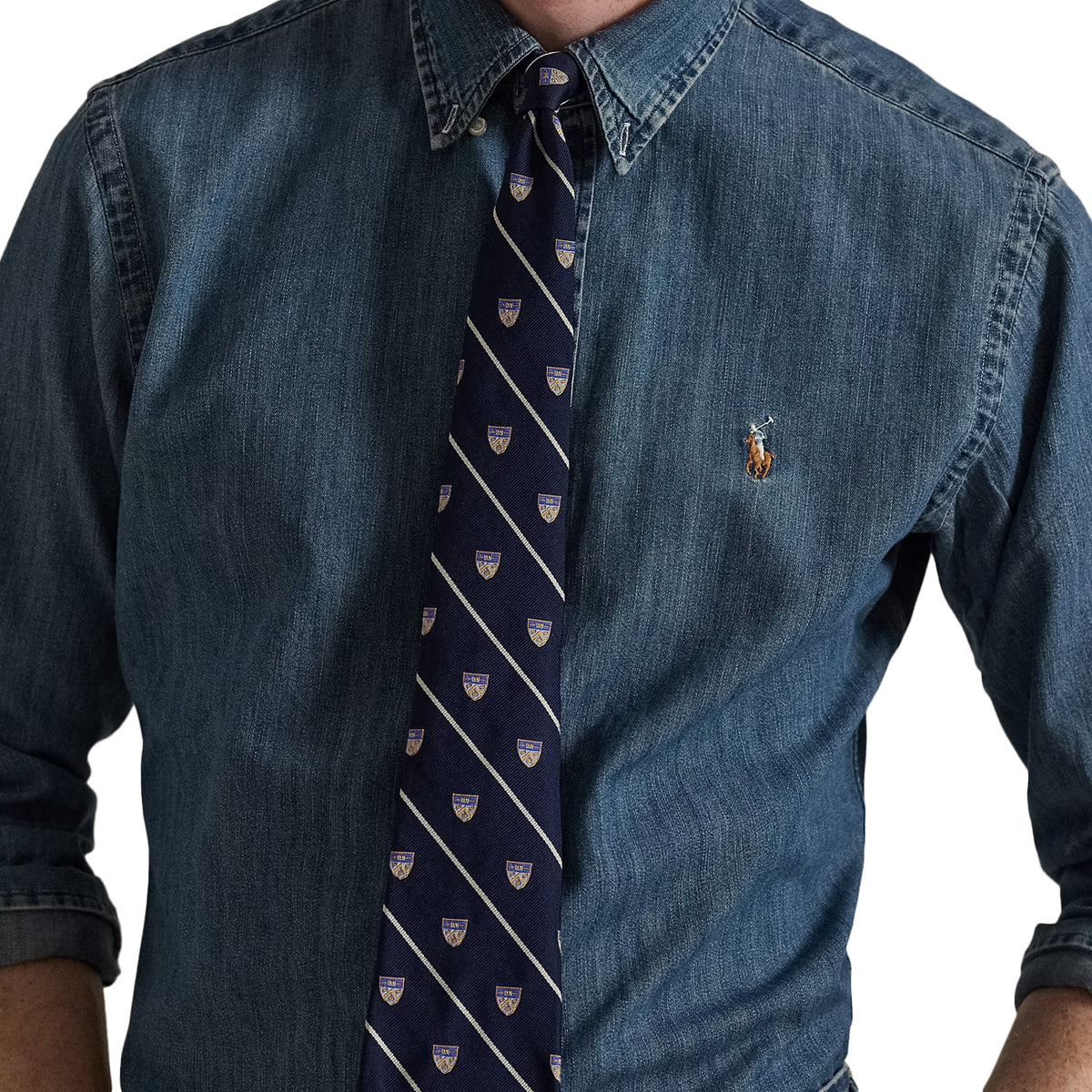 POLO RALPH LAUREN CAMICIA BOTTON DOWN CUSTOM-FIT 710792043 001 DENIM 