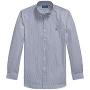 POLO RALPH LAUREN CAMICIA RIGATA POPELINE STRETCH CUSTOM-FIT 710929346 011 NAVY/WHITE 