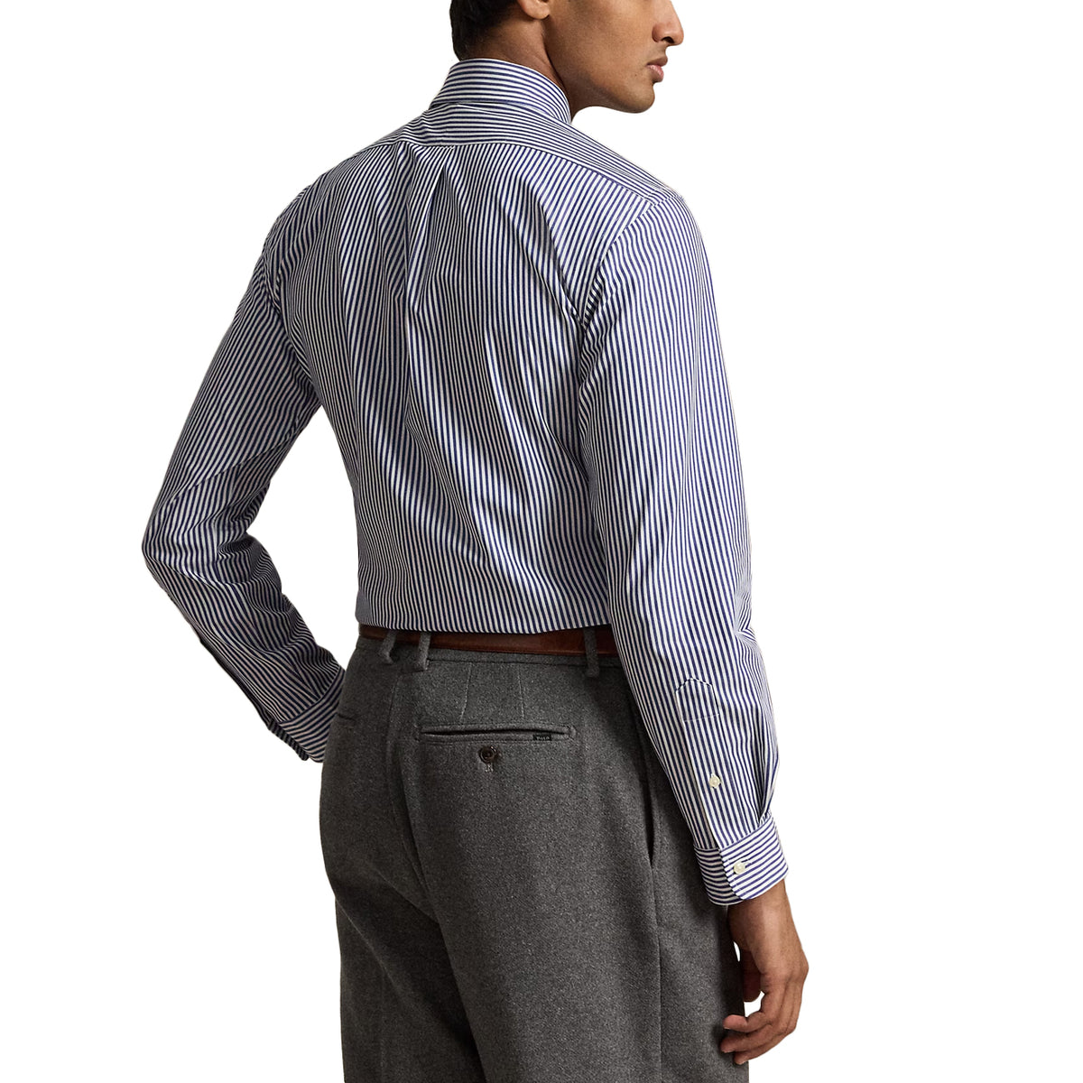 POLO RALPH LAUREN CAMICIA RIGATA POPELINE STRETCH CUSTOM-FIT 710929346 011 NAVY/WHITE 