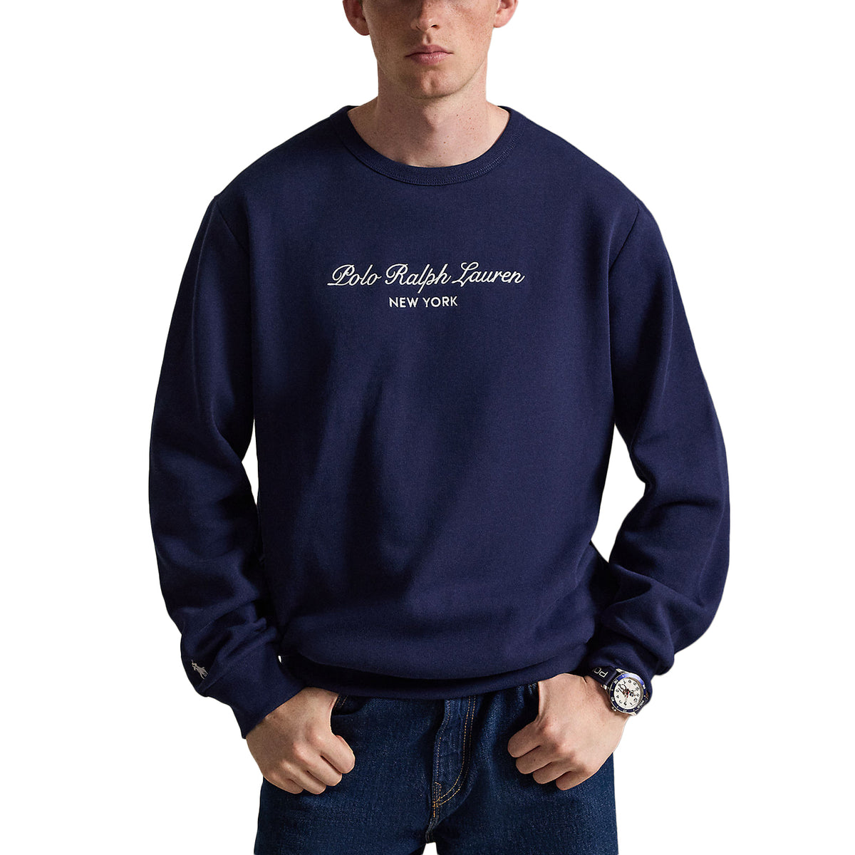 POLO RALPH LAUREN Felpa Girocollo New Logo Corsivo 710B26091 001 NEWPORT NAVY 