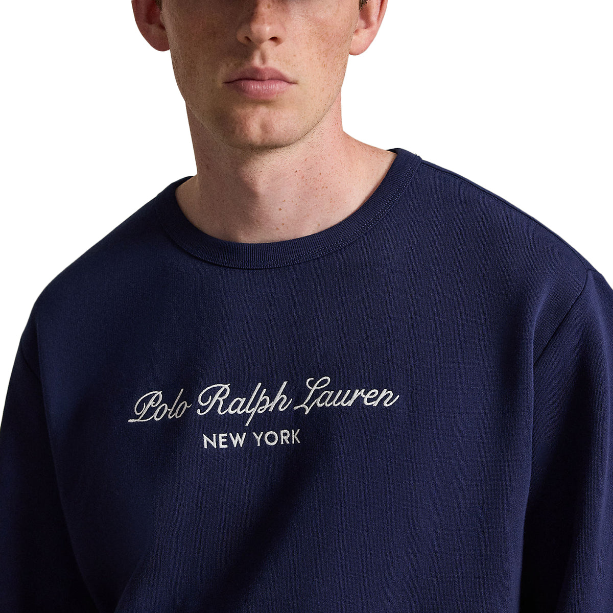 POLO RALPH LAUREN FELPA GIROCOLLO NEW LOGO CORSIVO 710B26091 001 NEWPORT NAVY 
