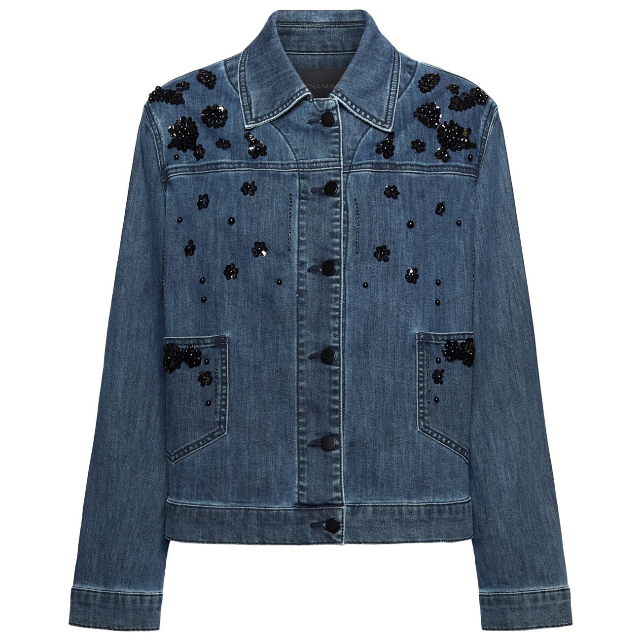 ELENA MIRO' Giacca Boxy In Denim Con Ricami R447P000093N 034 BLU 