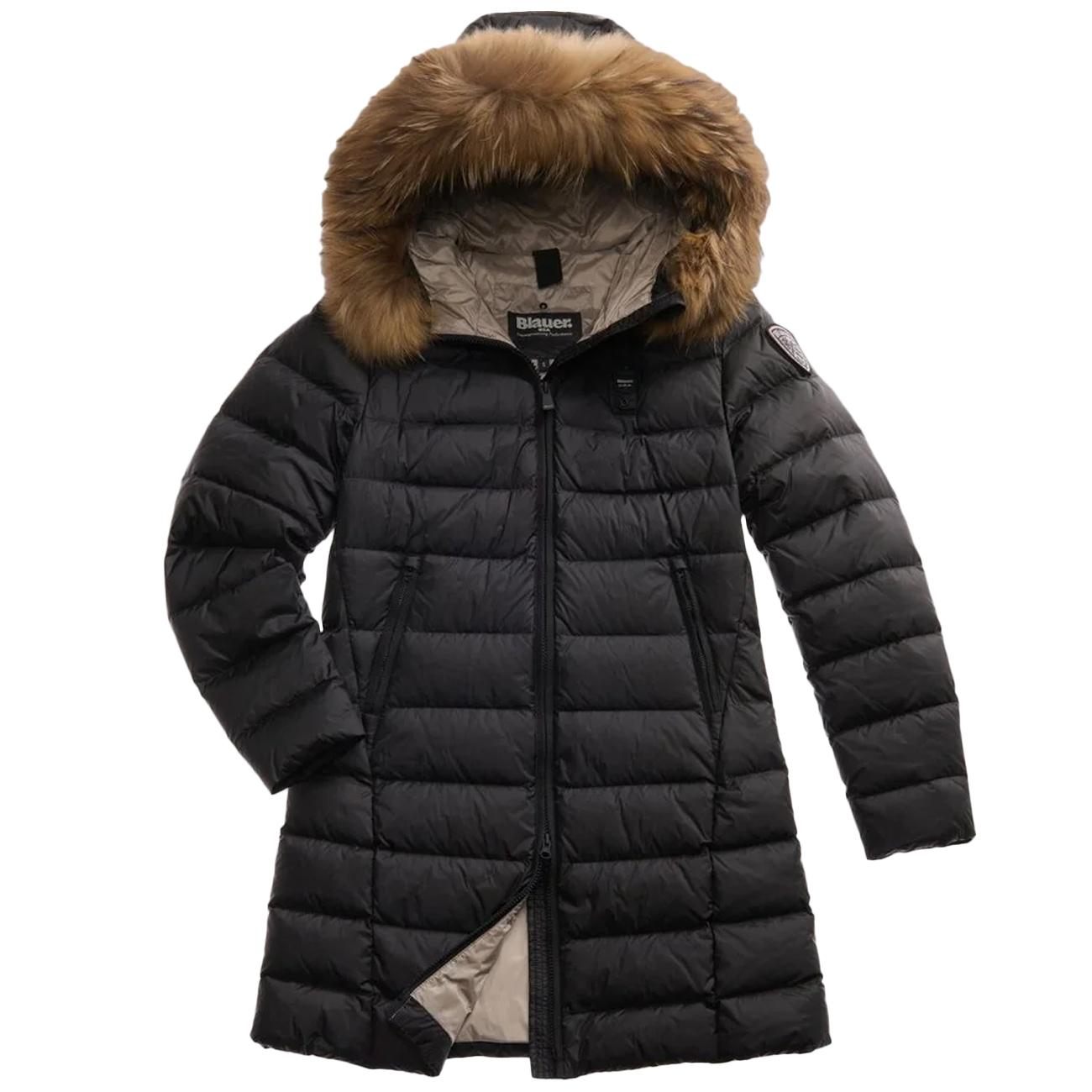 Piumino Lungo Kristen Con Pelliccia 25WBLDK03103-006047 999EI NERO BLAUER 