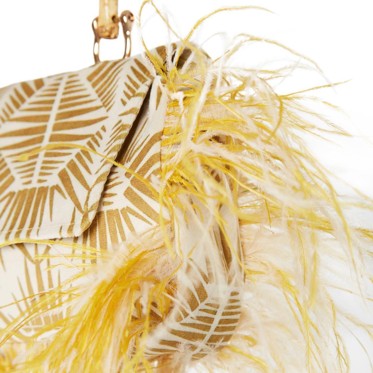 BORSA D. POLIGNANO TOTE IN TESS. BICOLOR C/PIUME LATERALI LM POLV PANNA E VERDE LA MILANESA 