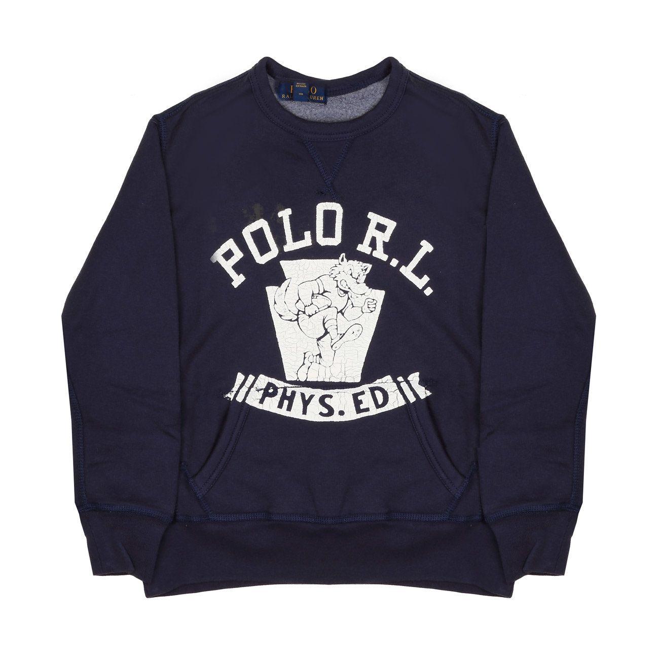 Felpa Stampata Girocollo Bambino Navy Bianco 323799370 001 NAVY/BIANCO POLO RALPH LAUREN 