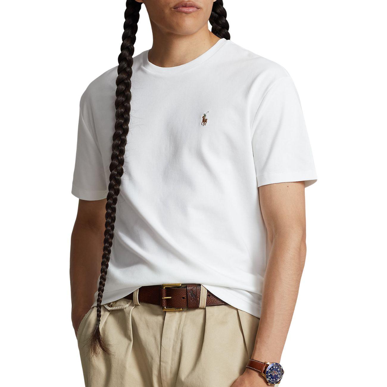 T-Shirt In Morbido Cotone Slim Fit 710740727 002 WHITE POLO RALPH LAUREN 