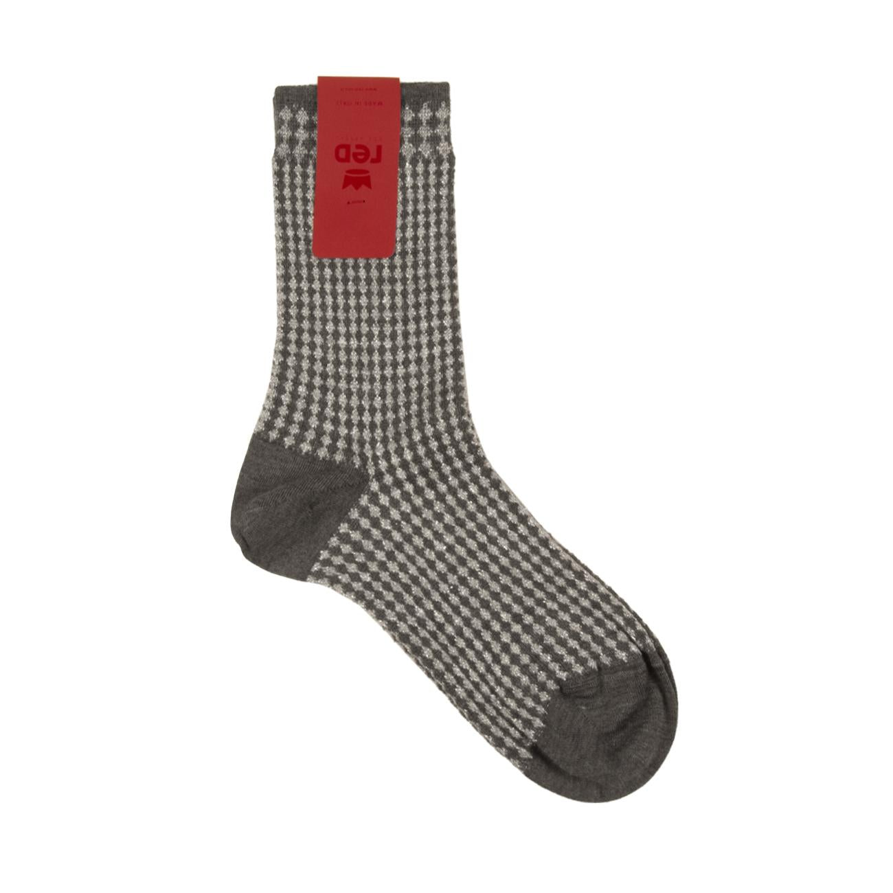 Calze Jacquard Micro Rombo Lurex Donna Grafite 65539G V0059 GRAFITE RED SOX 