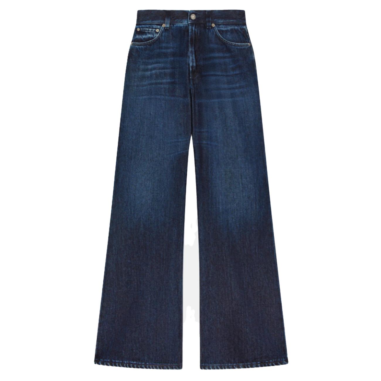 Jeans Amber A Gamba Larga In Denim Rigido DP619-DF0310D-LI9-DD-W25 800 DENIM DONDUP 