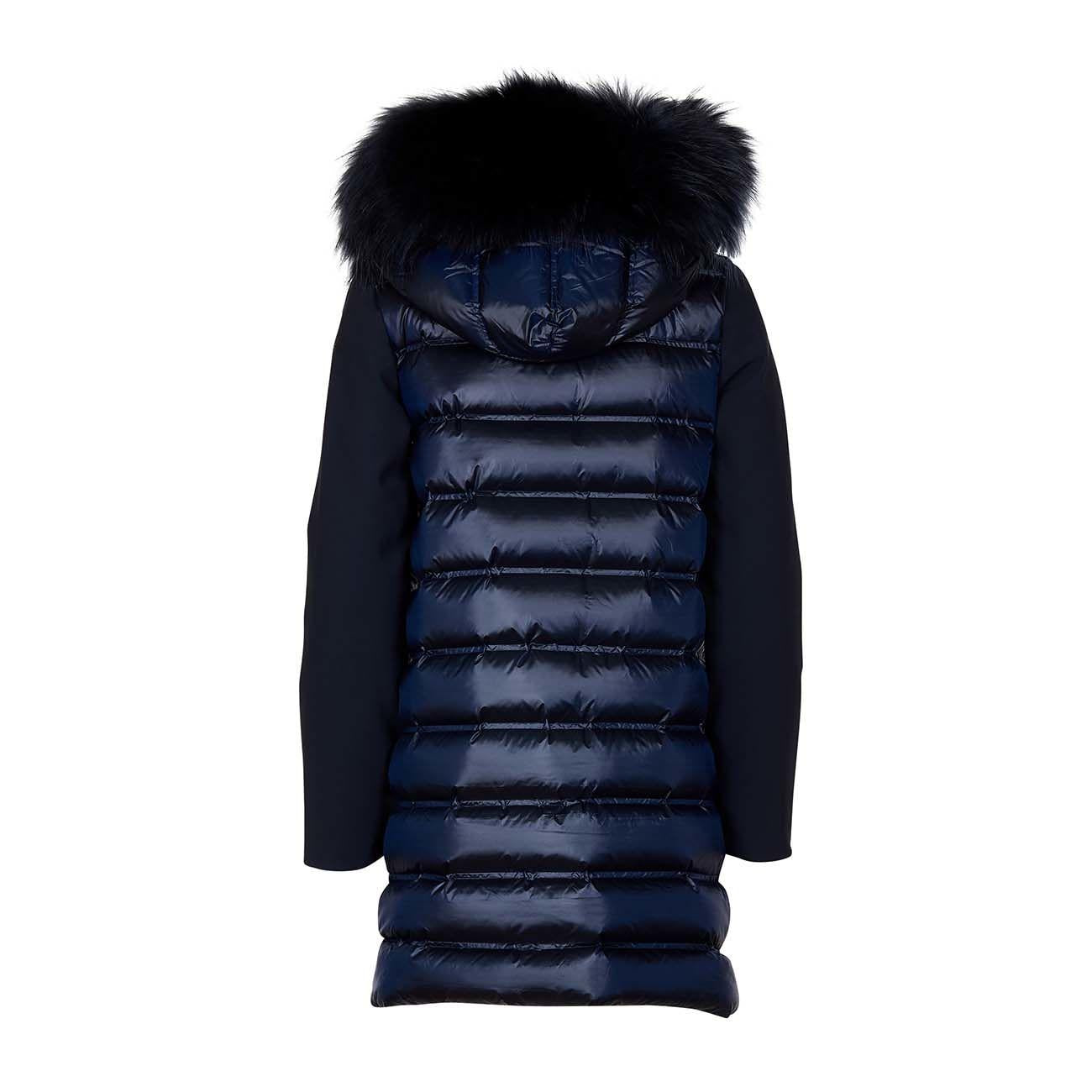 Cappotto Piumino Con Cappuccio E Pelo In Nylon Donna Blue Black W21515FT 60BLUE BLACK RRD 