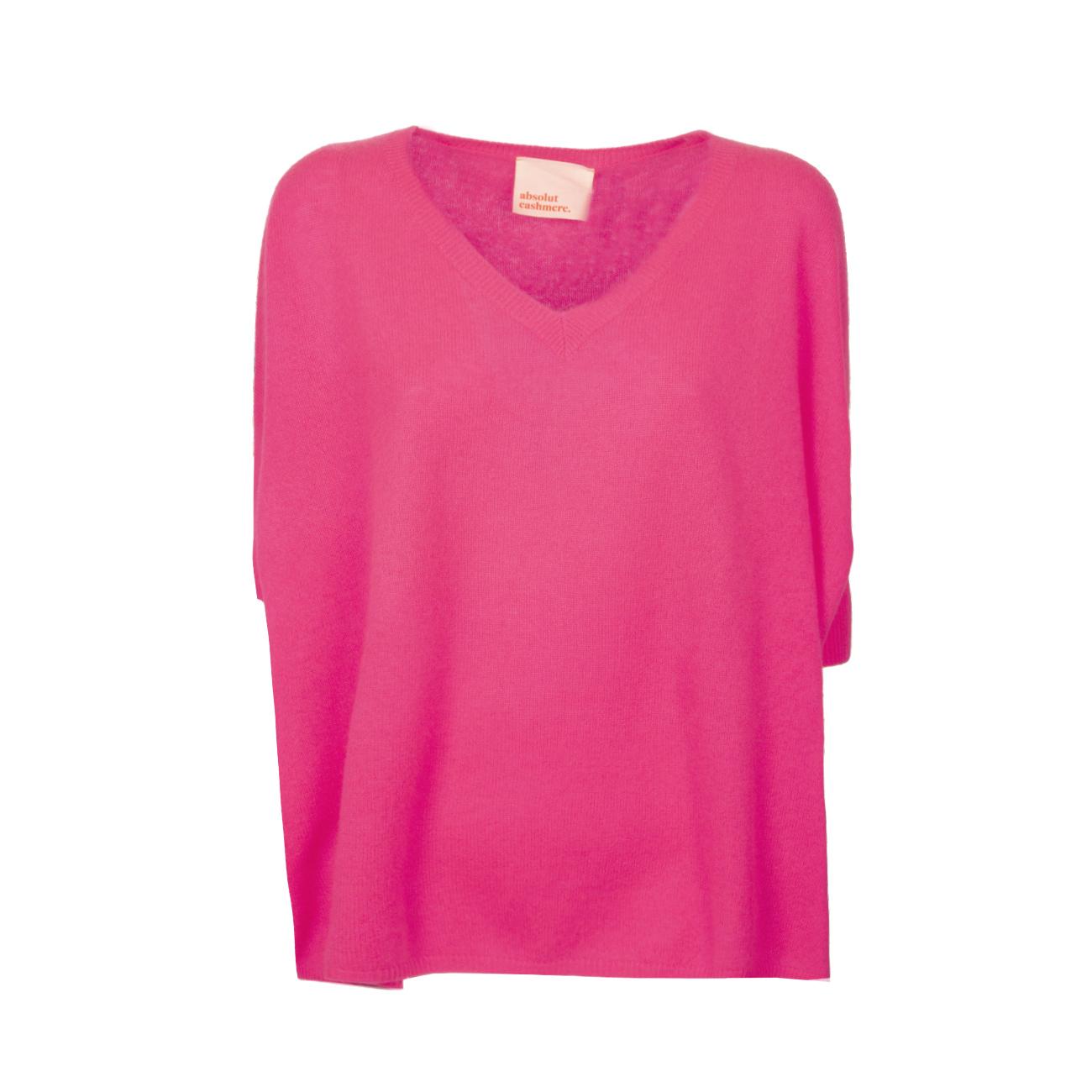 Pull. Poncho D. Kate Cv Mm C/Spacchi Absolut Cashmere AC142010C ROSE FLUO ABSOLUT CASHMERE 
