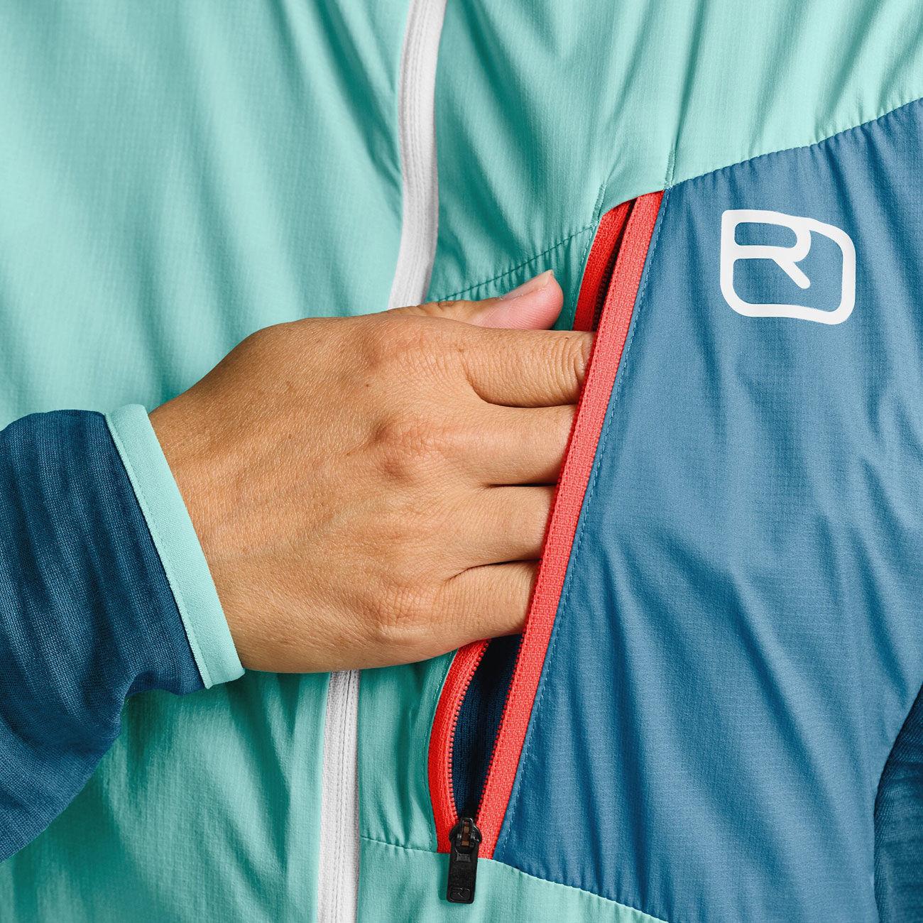 GIACCA D. LADIZ HYBRID JACKET ISOL. MERINO FUNZ. C/INSERTI ANTIVENTO ORTOVOX 86959 PETROL BLUE ORTOVOX 