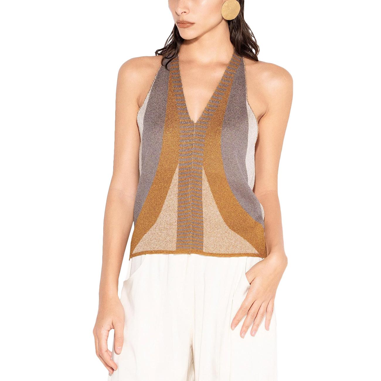 Canotta Con Motivo Grafico CNKD13014 MARRONE/GRIGIO AKEP 