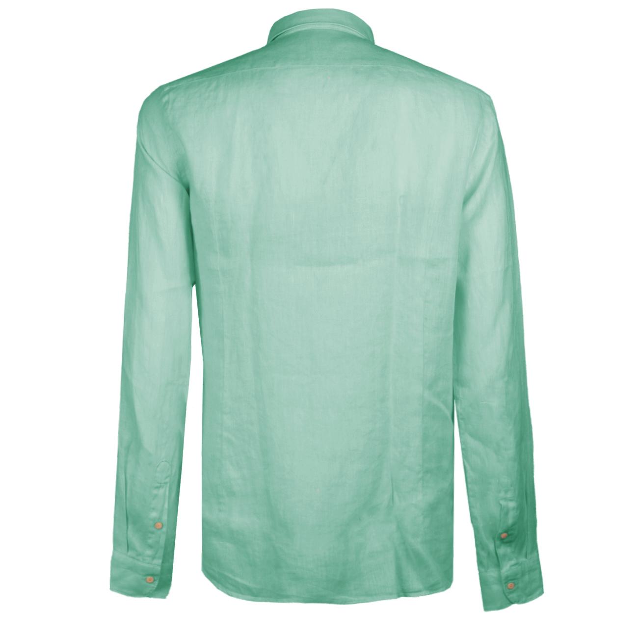 Camicia In Lino Collo Francese Uomo Verde Acqua Q66TNW UT6/VERDE ACQUA TINTORIA MATTEI 954 