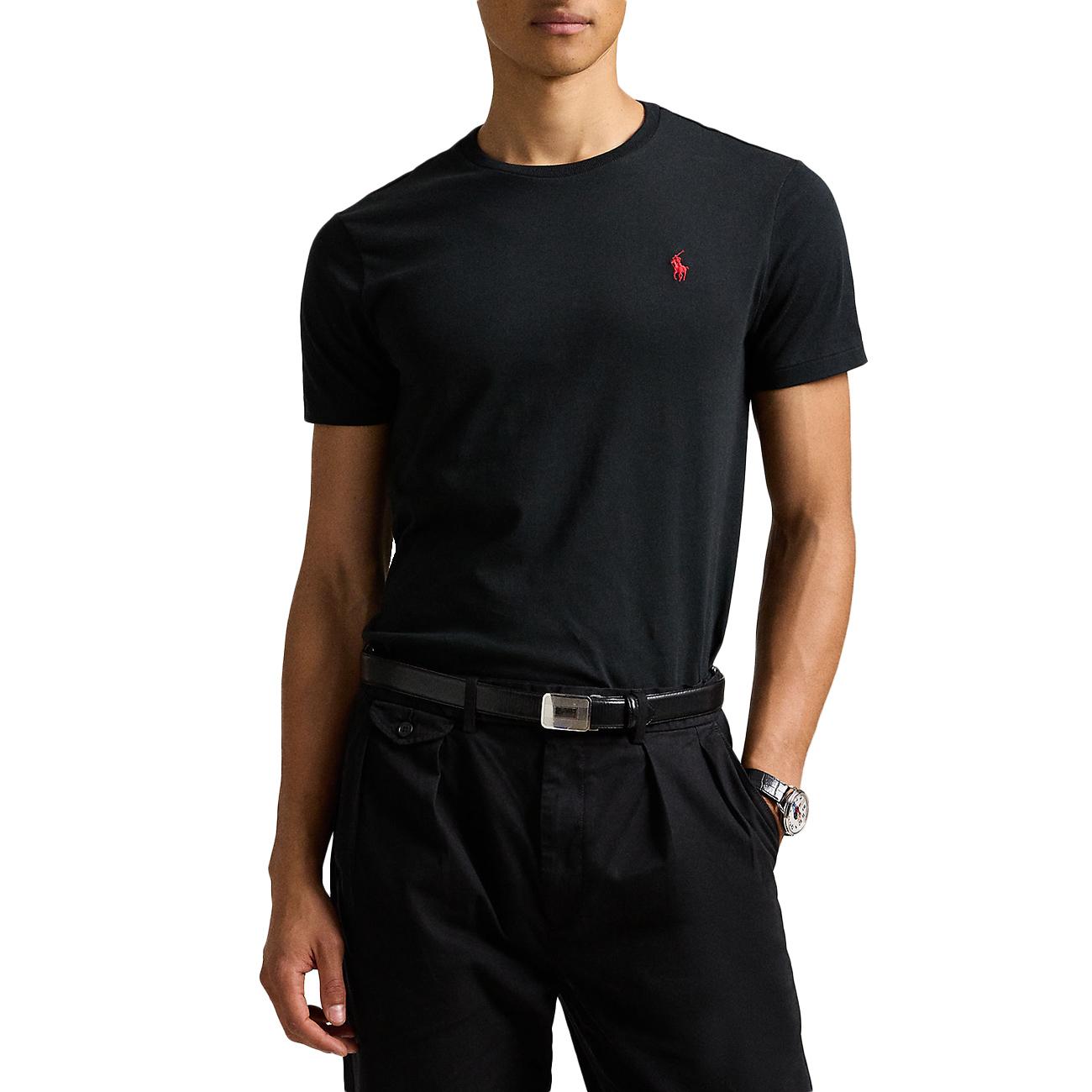 T-Shirt Girocollo In Jersey Slim Fit 710680785 001 RL BLACK POLO RALPH LAUREN 