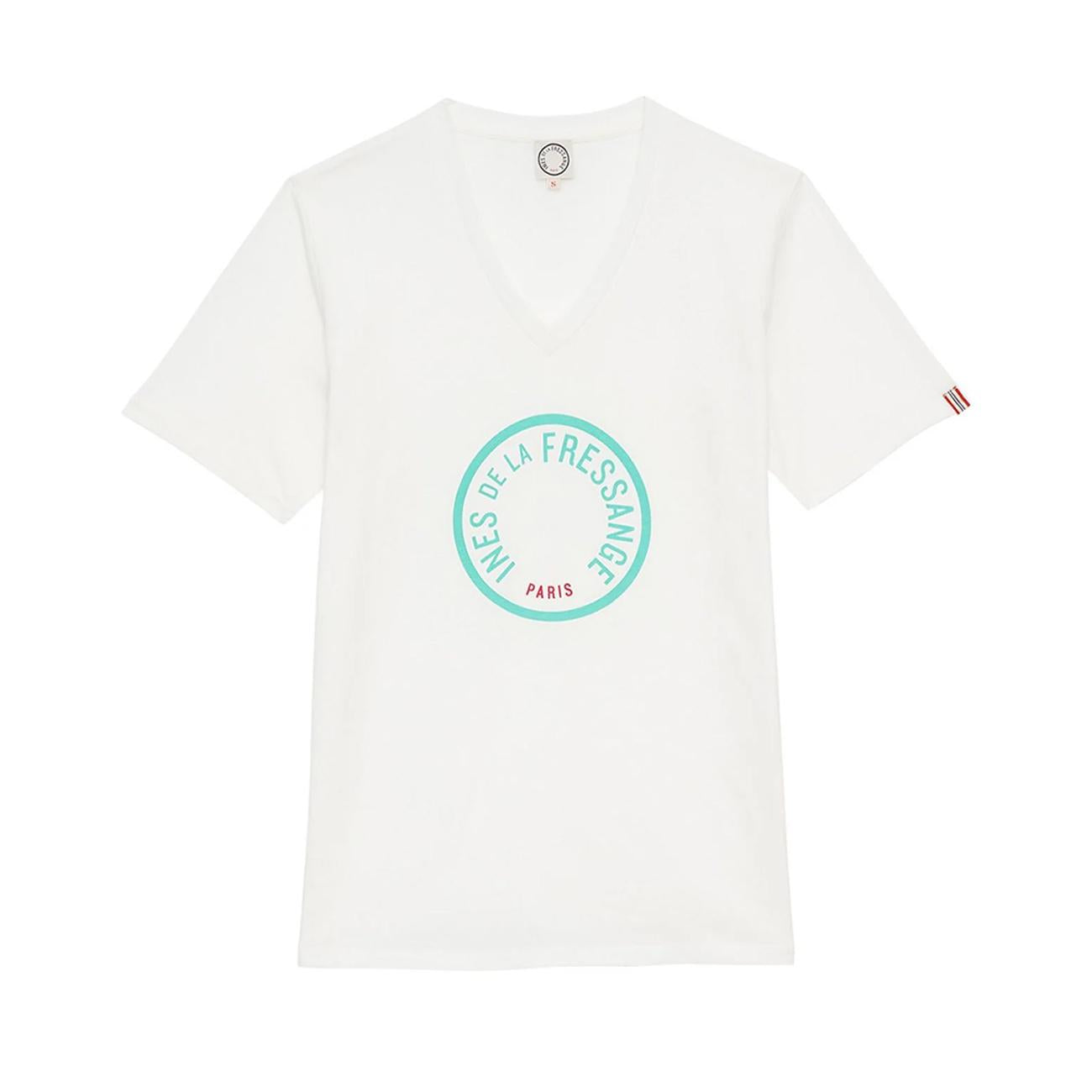 T-Shirt Pia Donna Ecru Turquoise 12Y038CO222 F032 ECRU TURQUOISE INES DE LA FRESSANGE 