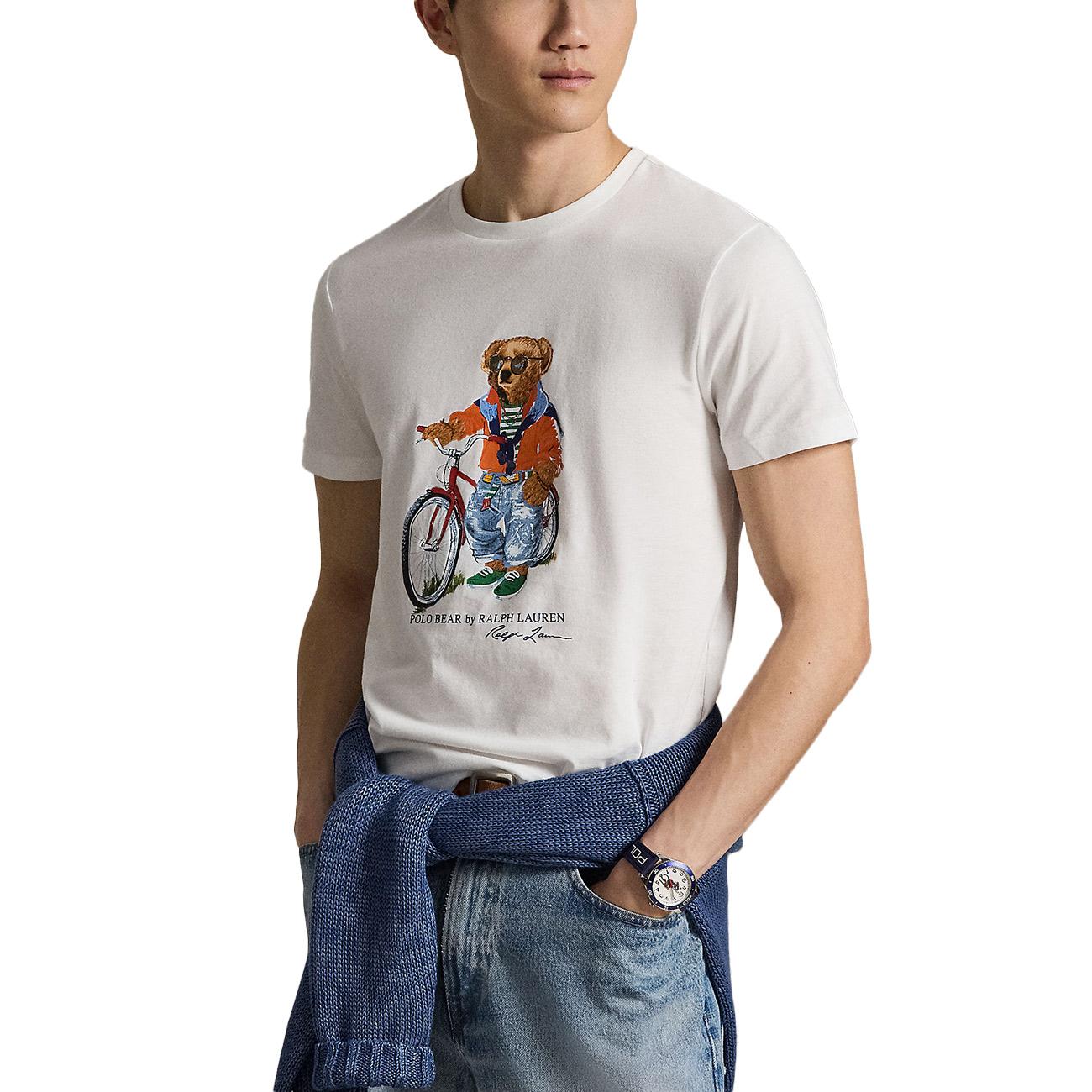 T-shirt Slim Con Orso Estivo 710B16612 002 WHITE-SUMMER BEAR POLO RALPH LAUREN 