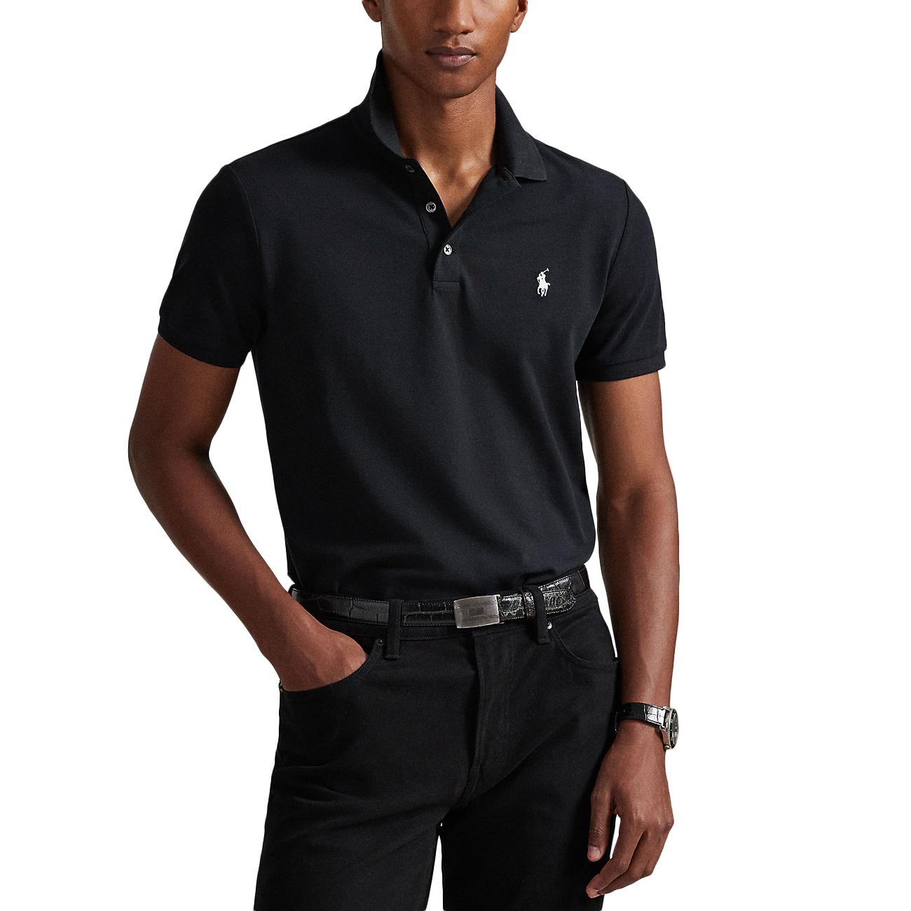 Polo In Rete Elasticizzata Slim Fit 710941439 040 POLO BLACK/C1730SMOKE POLO RALPH LAUREN 