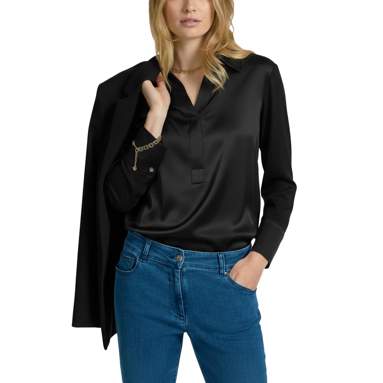 T-Shirt Polo In Due Tessuti G247Z100487N 033 NERO ELENA MIRO' 