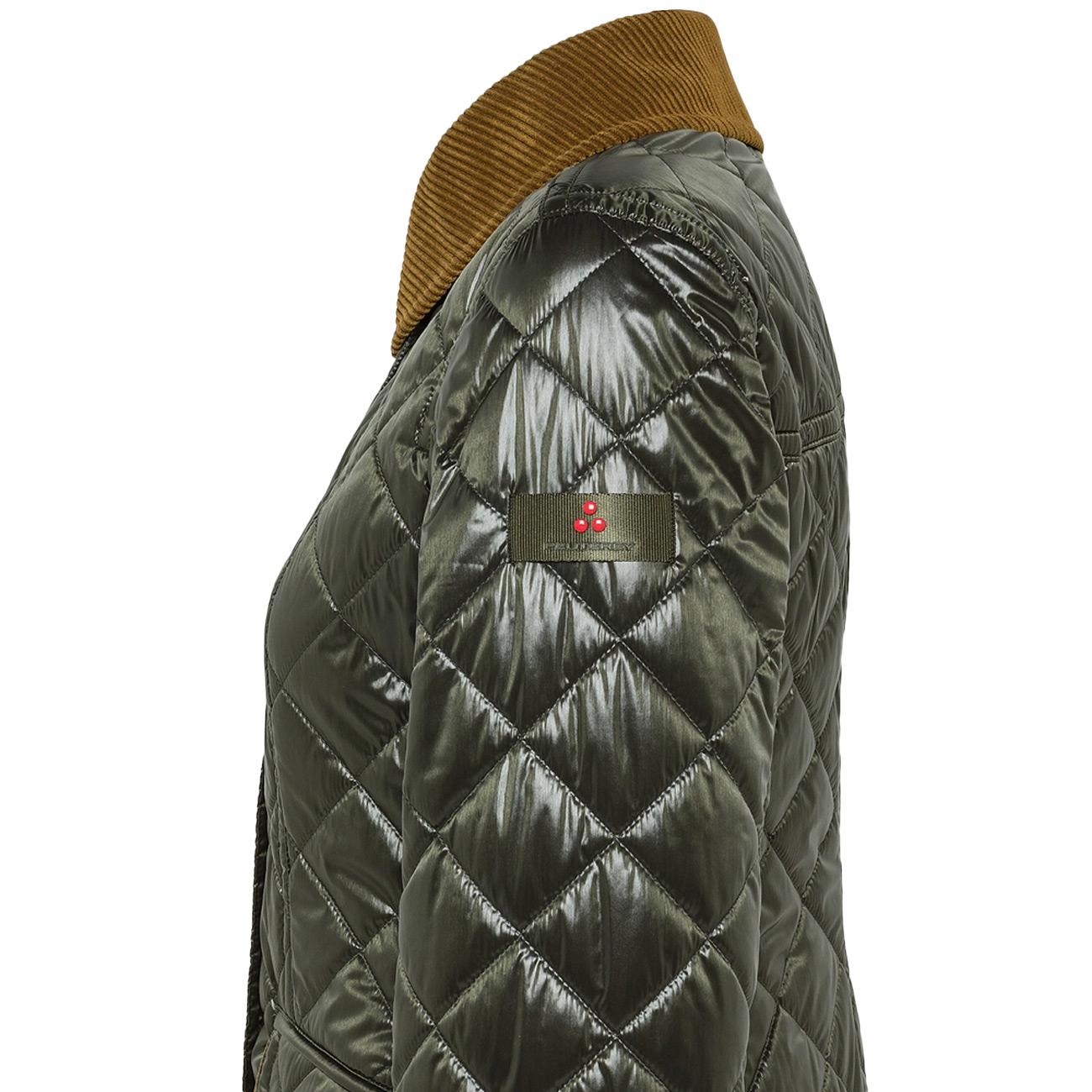 Cappotto lungo roderik ksg con colletto in velluto PED5450 04000217 689 VERDE PEUTEREY 