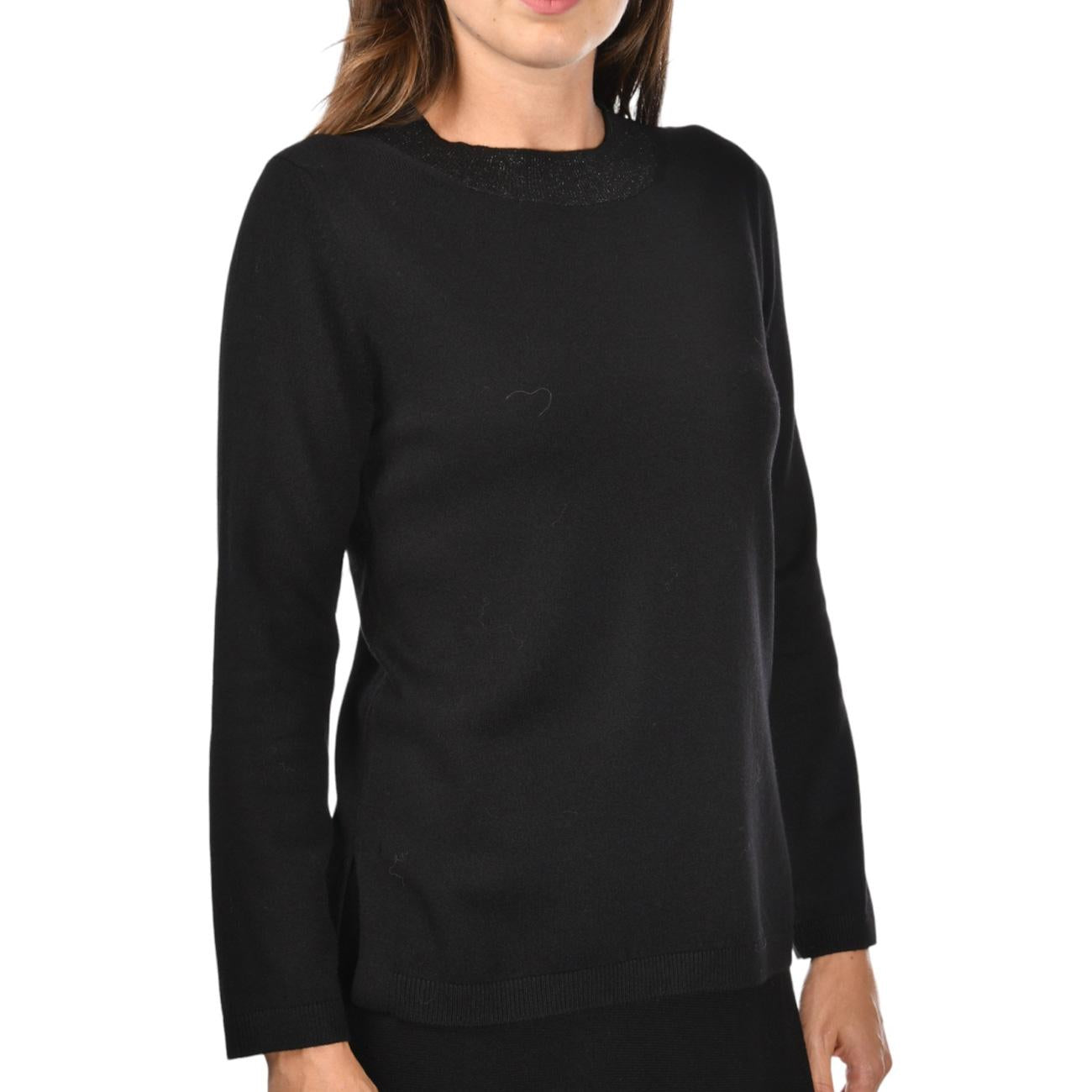 Maglia In Lurex Con Spacchi In Lana Donna Nero 57290/12857 099 NERO GRAN SASSO 