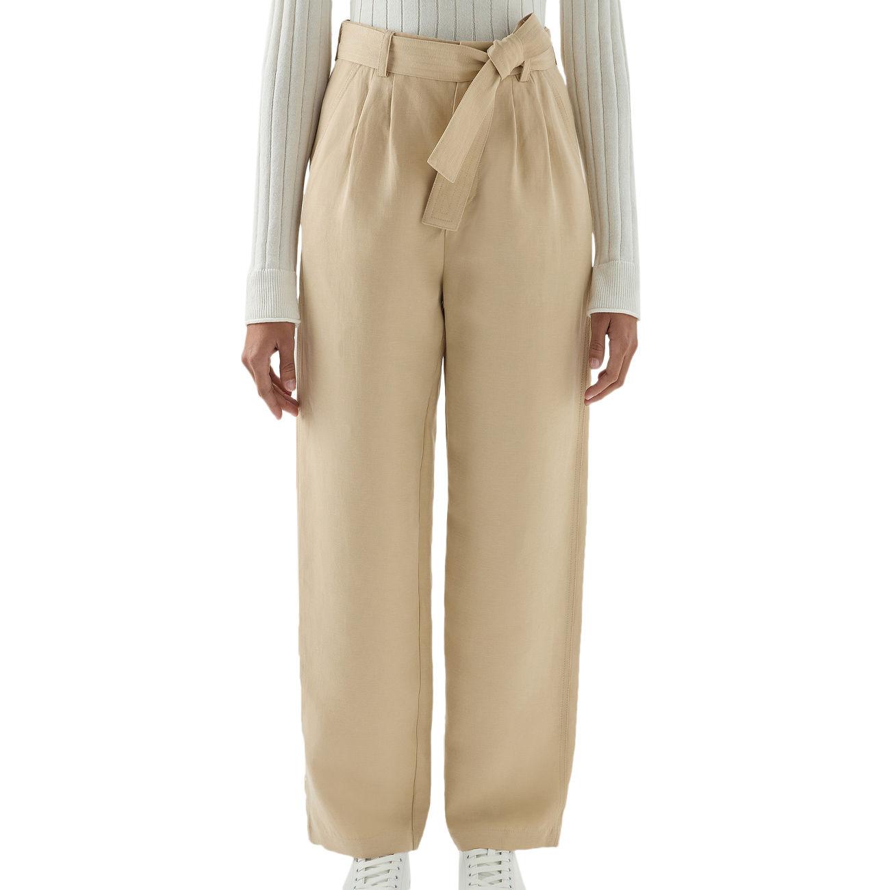 PANTALONE D. IN MISTO VISCOSA E LINO C/CINTURA IN TESSUTO WOOLRICH CFWWTR0151FRUT3043 8925/FEATHER BEIGE WOOLRICH 