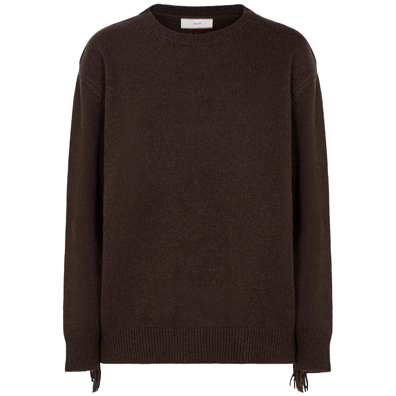 Girocollo In Maglia Rasata Con Frange MGKD11074 NERO AKEP 