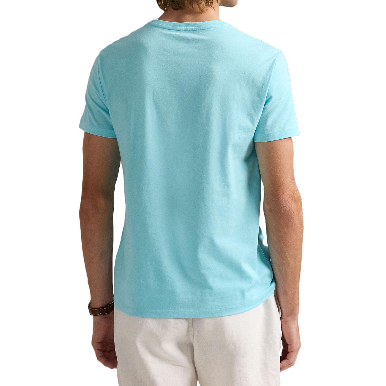 T-Shirt Girocollo Slim Fit Jersey Uomo Aqua Blue 710671438 407 AQUA BLUE/C1382 POLO RALPH LAUREN 