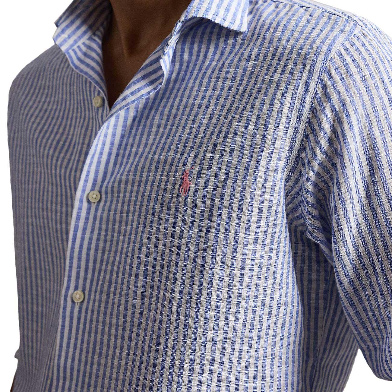 Camicia Seersucker A Righe 710B16700 001 7232A BLUE WHITE POLO RALPH LAUREN 