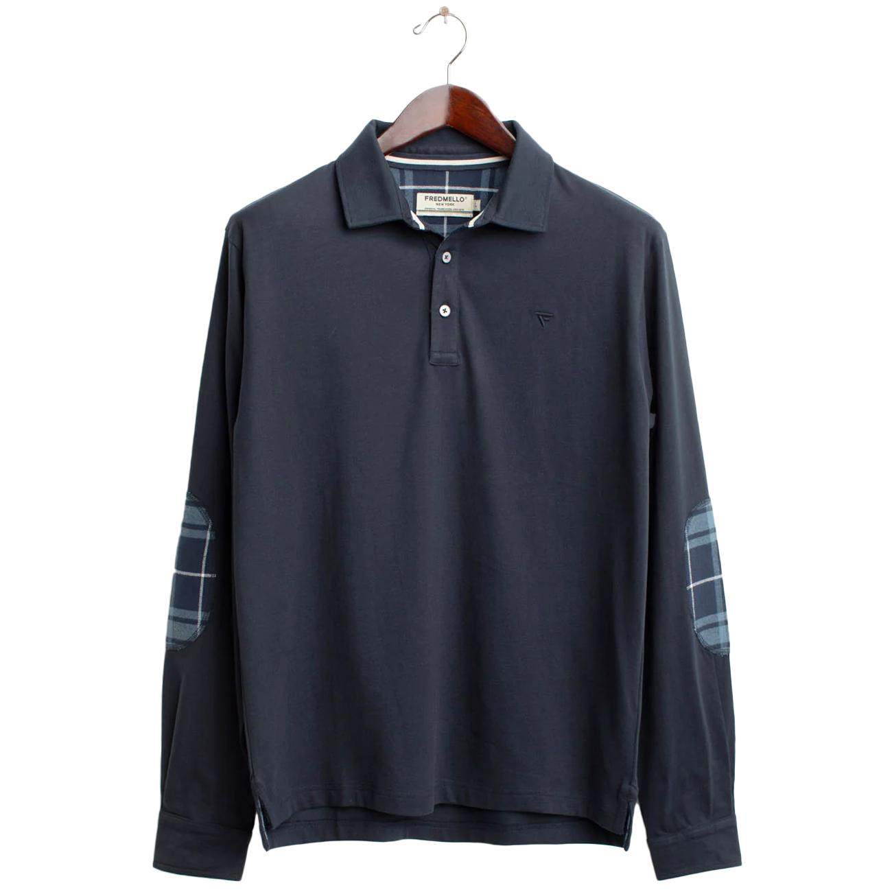 Polo Manica Lunga Con Dettagli Check FM25W02QU A0601 BLUE FRED MELLO 