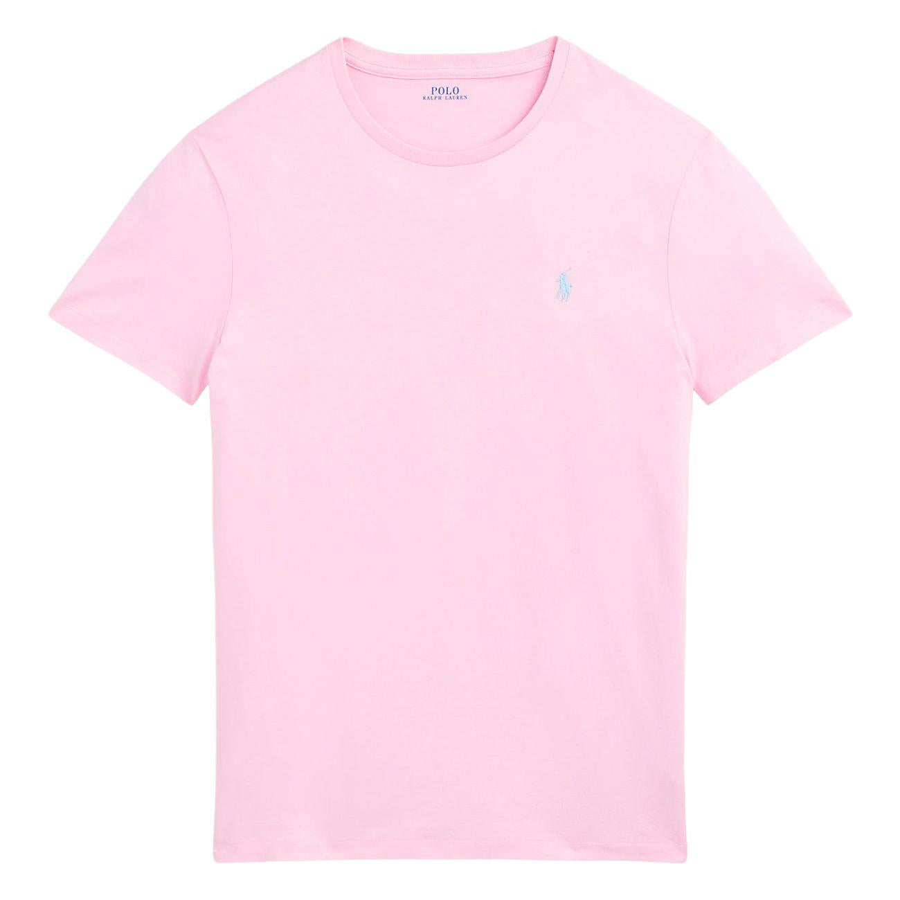 T-Shirt Girocollo Slim Fit Jersey Uomo Bath Pink 710671438 417 BATH PINK/C7172 POLO RALPH LAUREN 