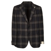 Giacca U. 2 Bott. Tasca Appl. Check Lana Shetland L.B.M 22608 2652 2 BLU/GESSO/ROSS L.B.M.1911. 