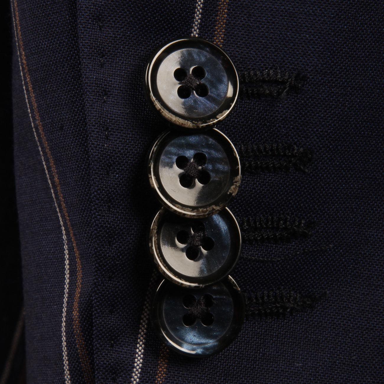 ABITO U. COLLO LANCIA TASCA TICKET POCKET GESSATO LBM 33069/1/3654 BLU RIGATO L.B.M.1911. 