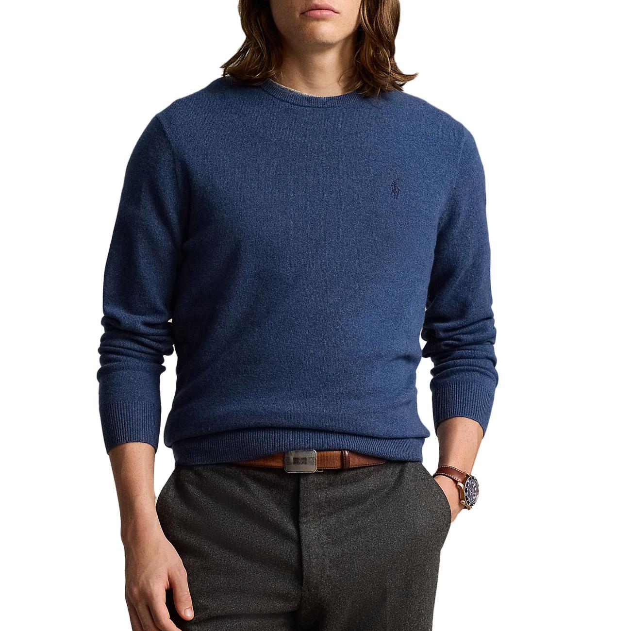 Pull Lambswool Uomo Rustic Navy Heather 710876714 015 RUSTIC NAVY HEATHER POLO RALPH LAUREN 