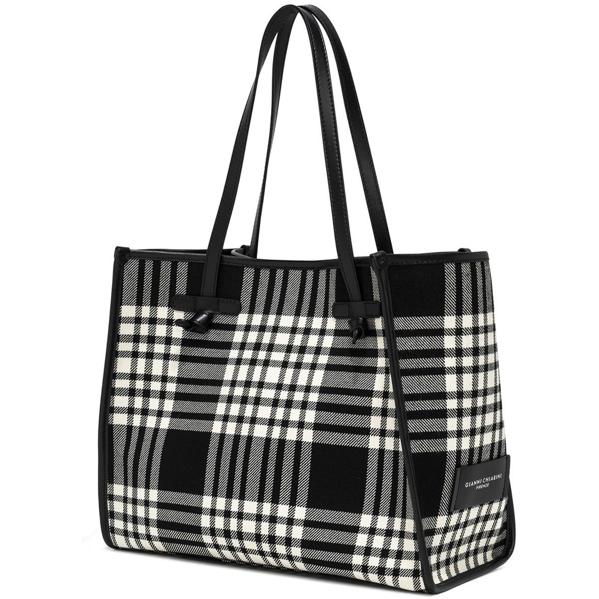 Shopping Marcella Tartan Con Pochette Donna Nero Bianco BS6850/22AIBRSH 298 NERO/BIANCO GIANNI CHIARINI 