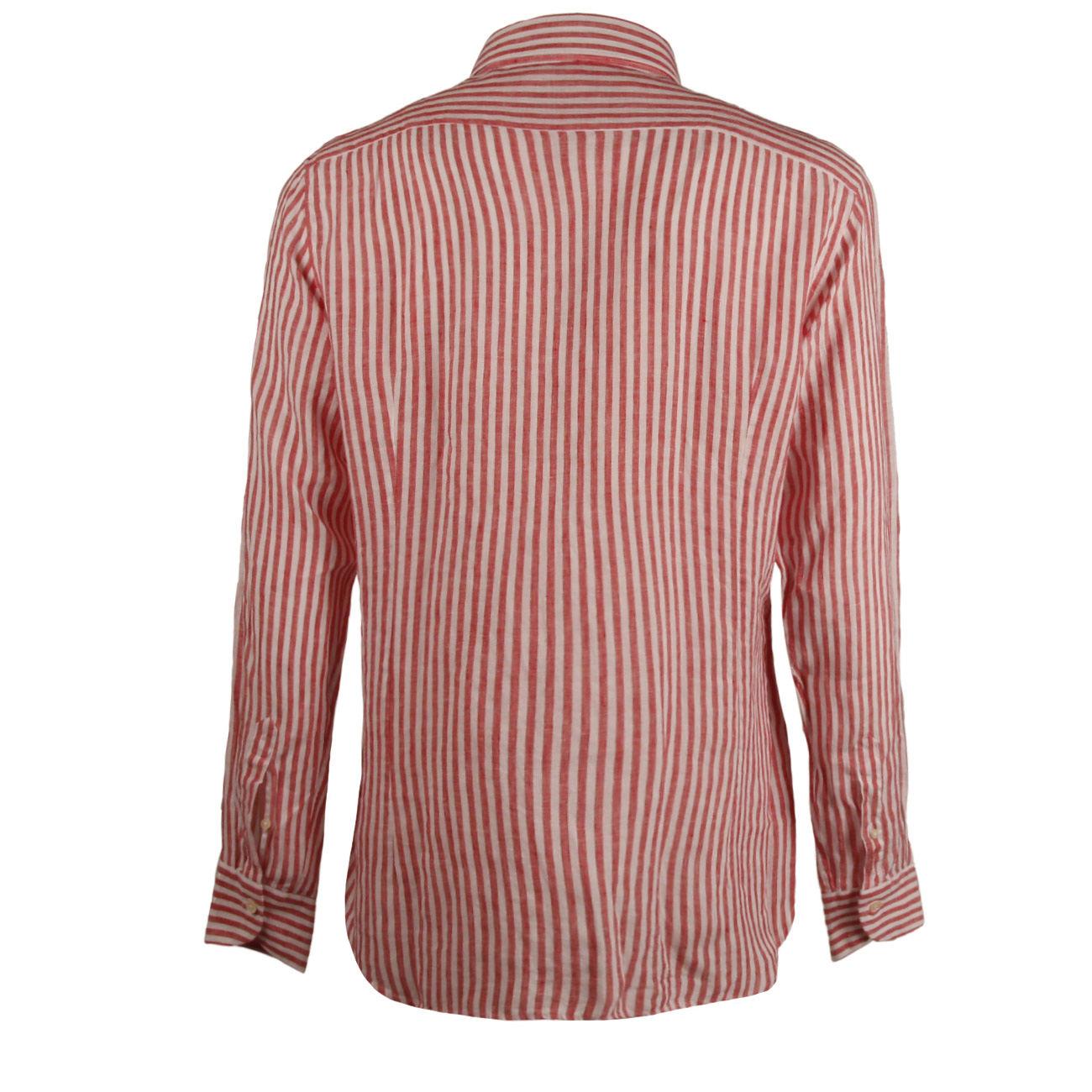 CAMICIA U. M/L RIGATA C/FRANCESE GUGLIELMINOTTI U3ECUU RL1/B.CO/ROSSO GUGLIELMINOTTI 