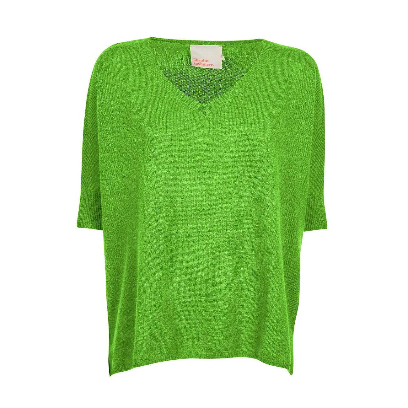 Pull Kate Con Scollo A V Donna Vert Fluo AC142010C VERT FLUO ABSOLUT CASHMERE 