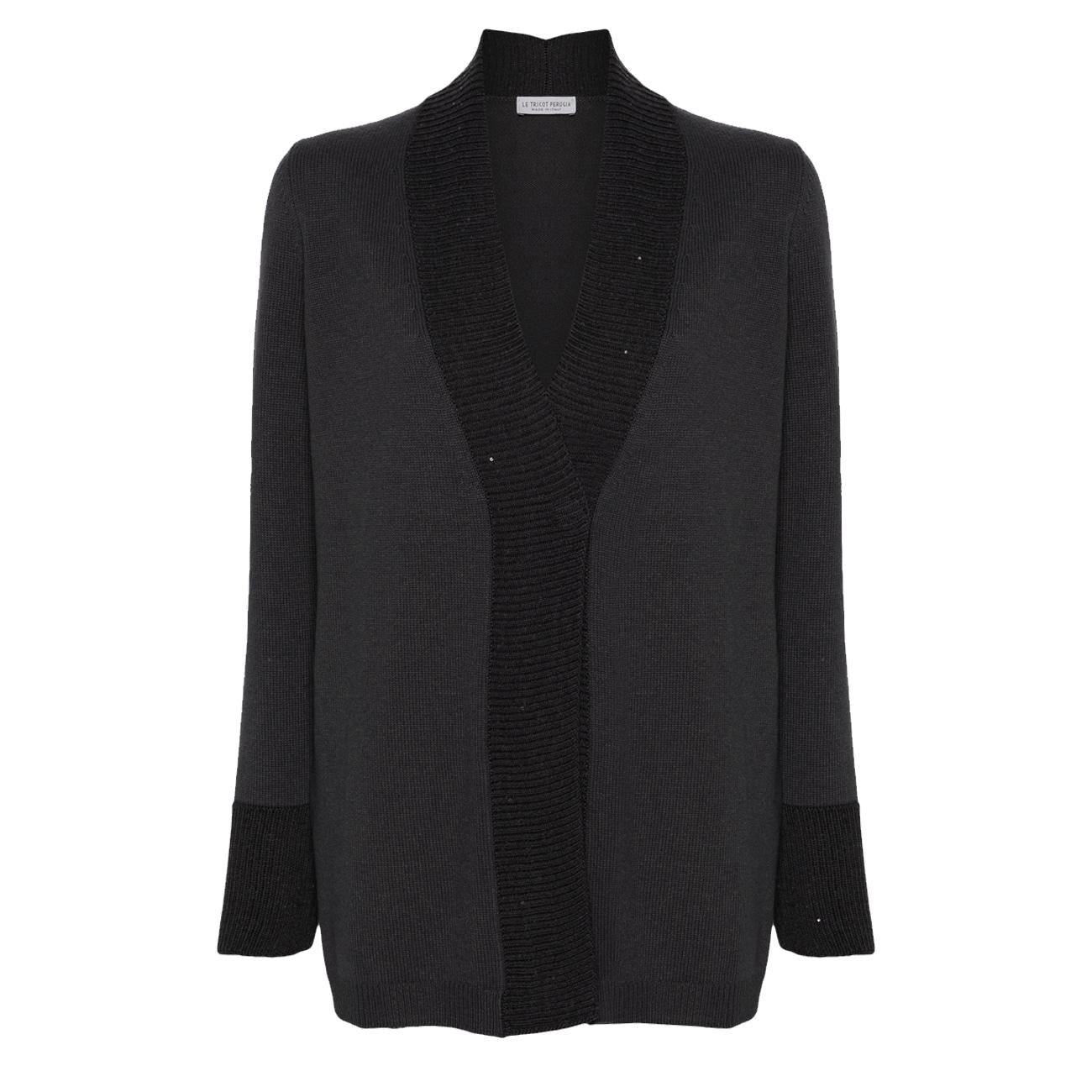 Cardigan D. Lana Cashmere Le Tricot Perugia 46533 999 BLACK LE TRICOT PERUGIA 