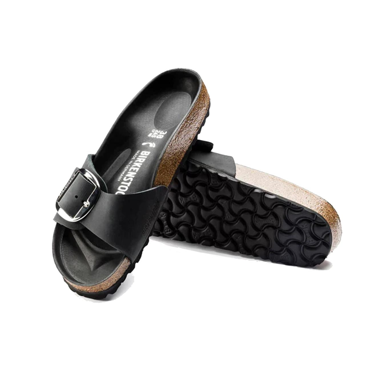 Sandalo Madrid Grande Fibbia In Pelle Oliata 1006523 BLACK BIRKENSTOCK 