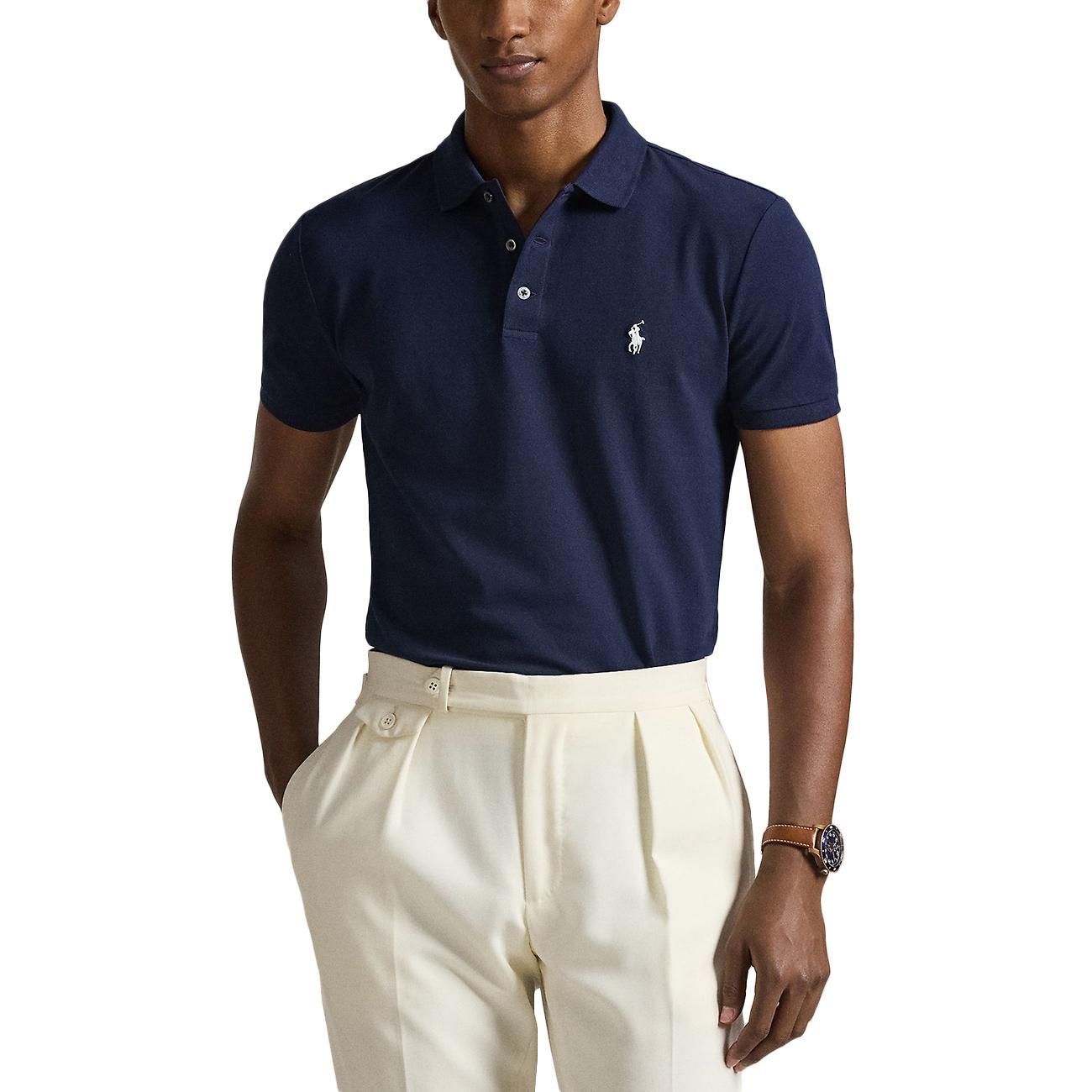 Polo In Rete Elasticizzata Slim Fit 710941439 038 REFINED NAVY/C1730 SMOKE POLO RALPH LAUREN 
