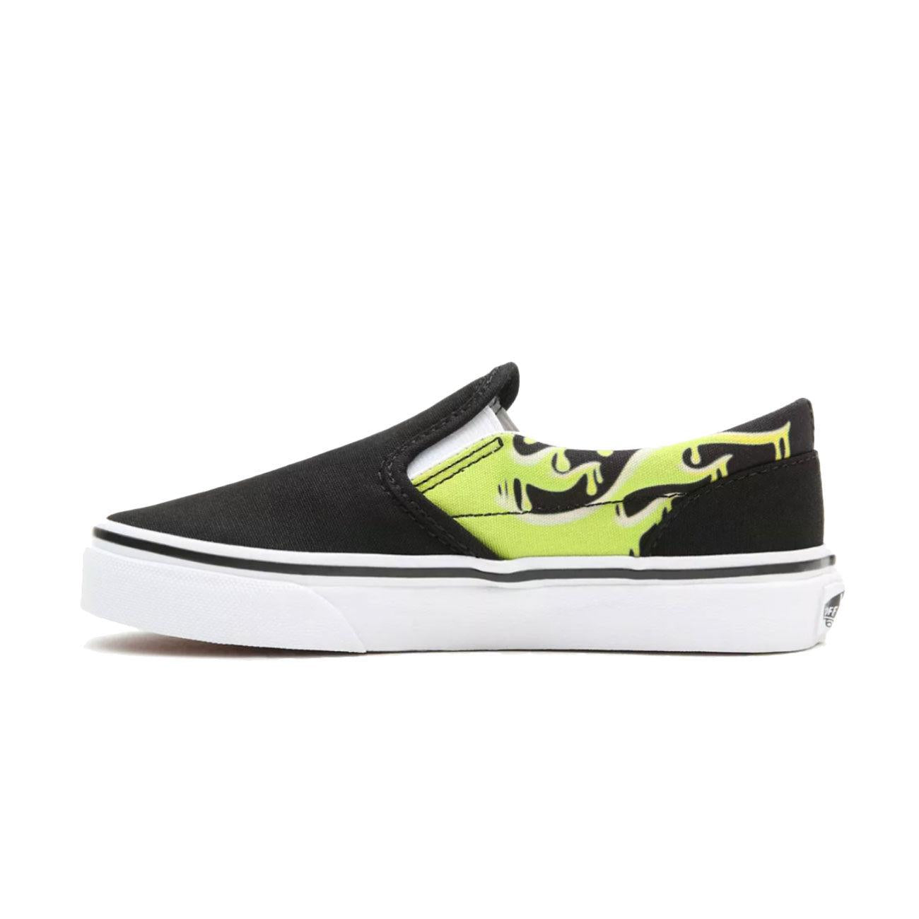 Slip On Slime Flame Classic Canvas Bambino Black True White VN0A4UH8 31M1BLACK.TRWHITE VANS 