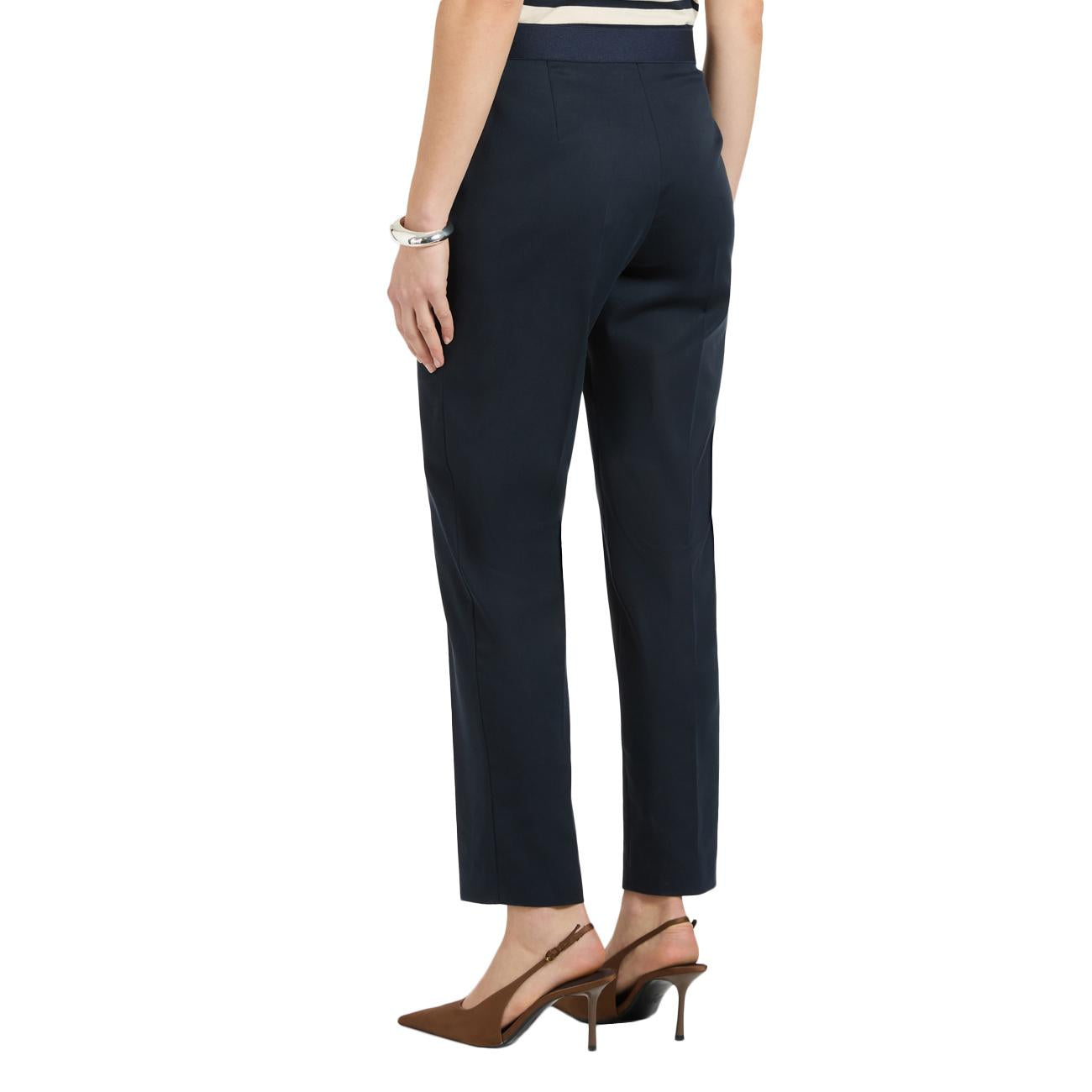 Pantaloni Dritti In Raso Stretch P010P000498N BLU NAVY ELENA MIRO' 