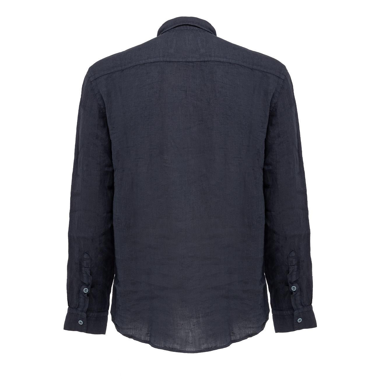 Camicia Braiden In Lino Colletto Classico Uomo Blu BRAIDEN/1337 W1738 BLU 40WEFT 