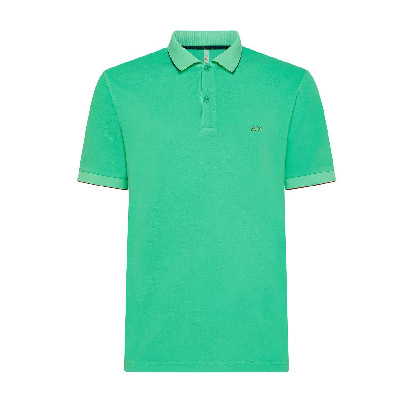 POLO U. SMALL STRIPE ON COLLAR EL. S68 A33111 61/VERDE FLUO SUN68 