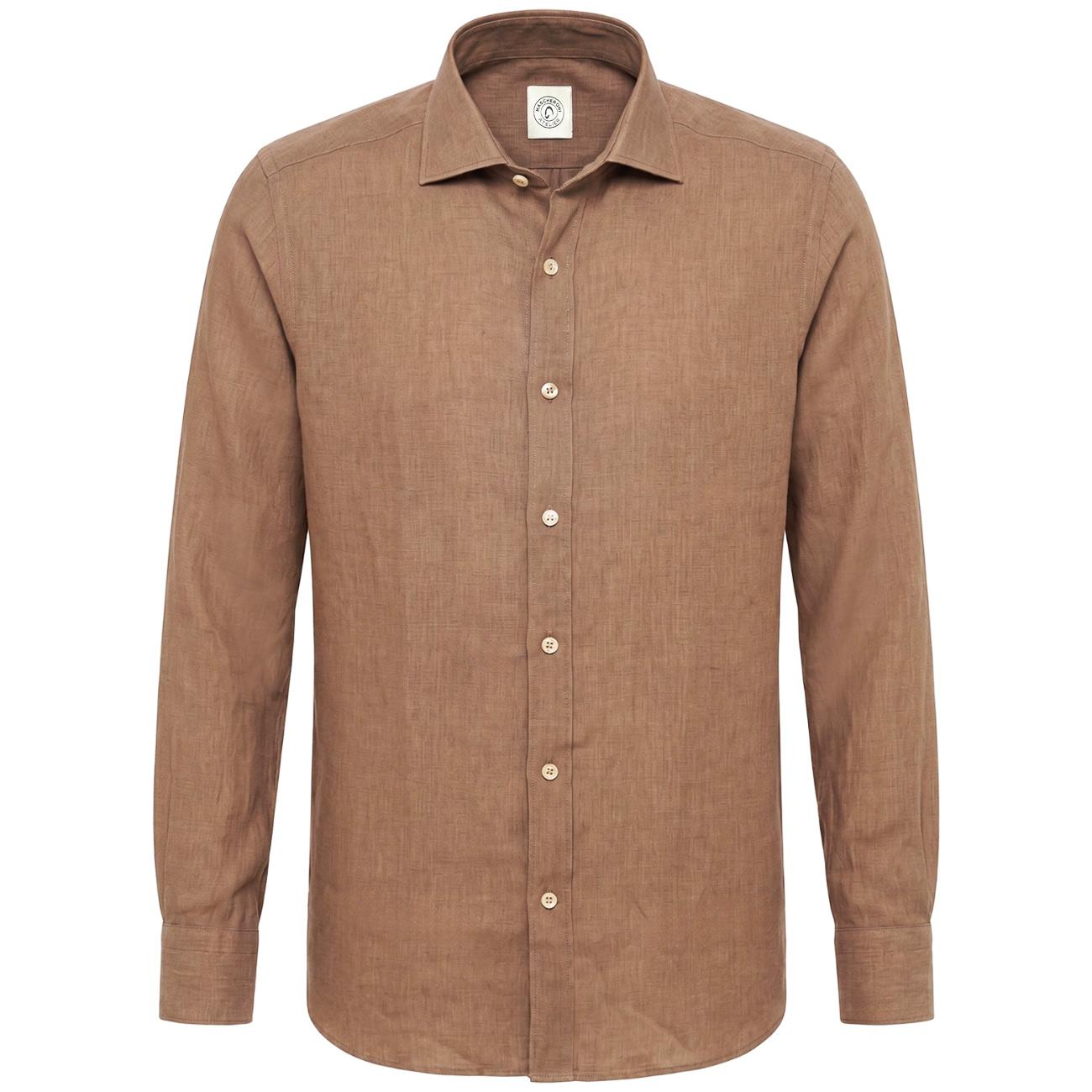 MASCHERONI Camicia In Lino Regular Fit GMB/FX8CUU UQ1 TORTORA 