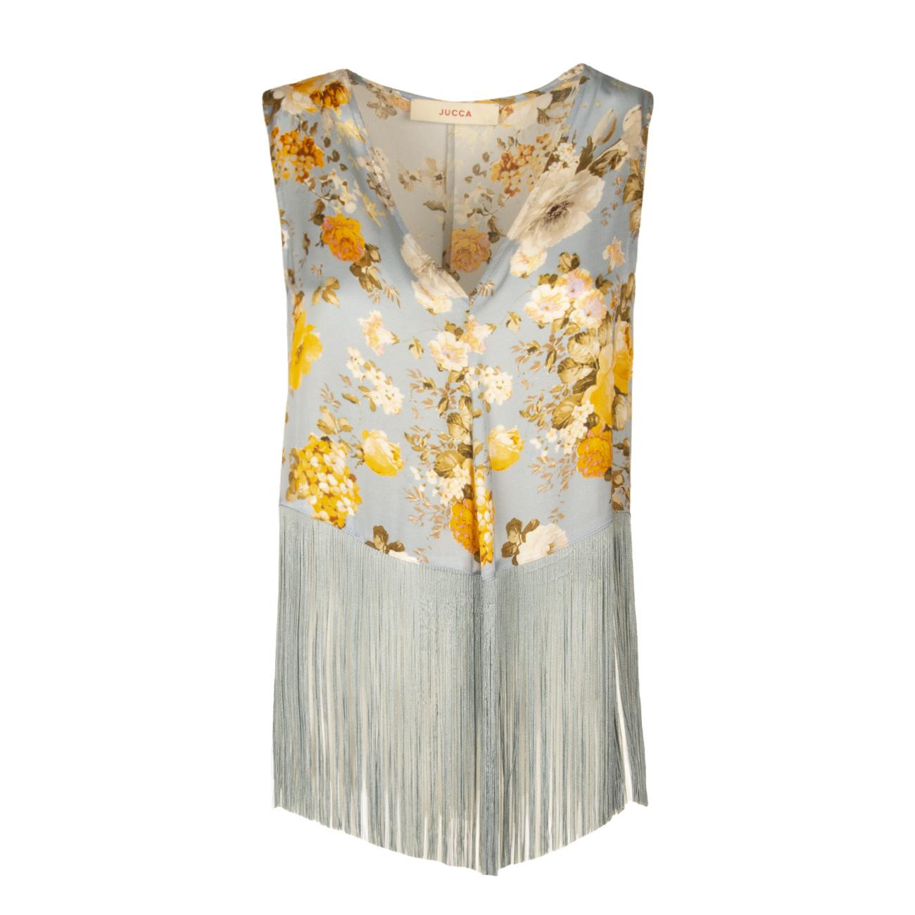 Top D. Scollo V Fant. Fiore Base Azz. Jucca J3712049/SF/36 POLINESIA 1798/AZZ. GIALLO JUCCA 