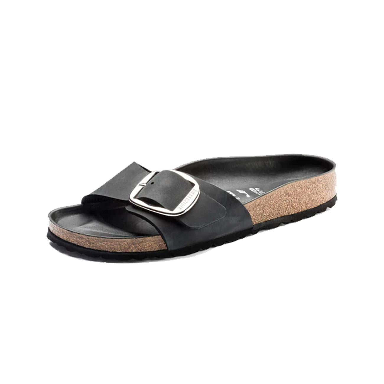 Sandalo Madrid Grande Fibbia In Pelle Oliata 1006523 BLACK BIRKENSTOCK 