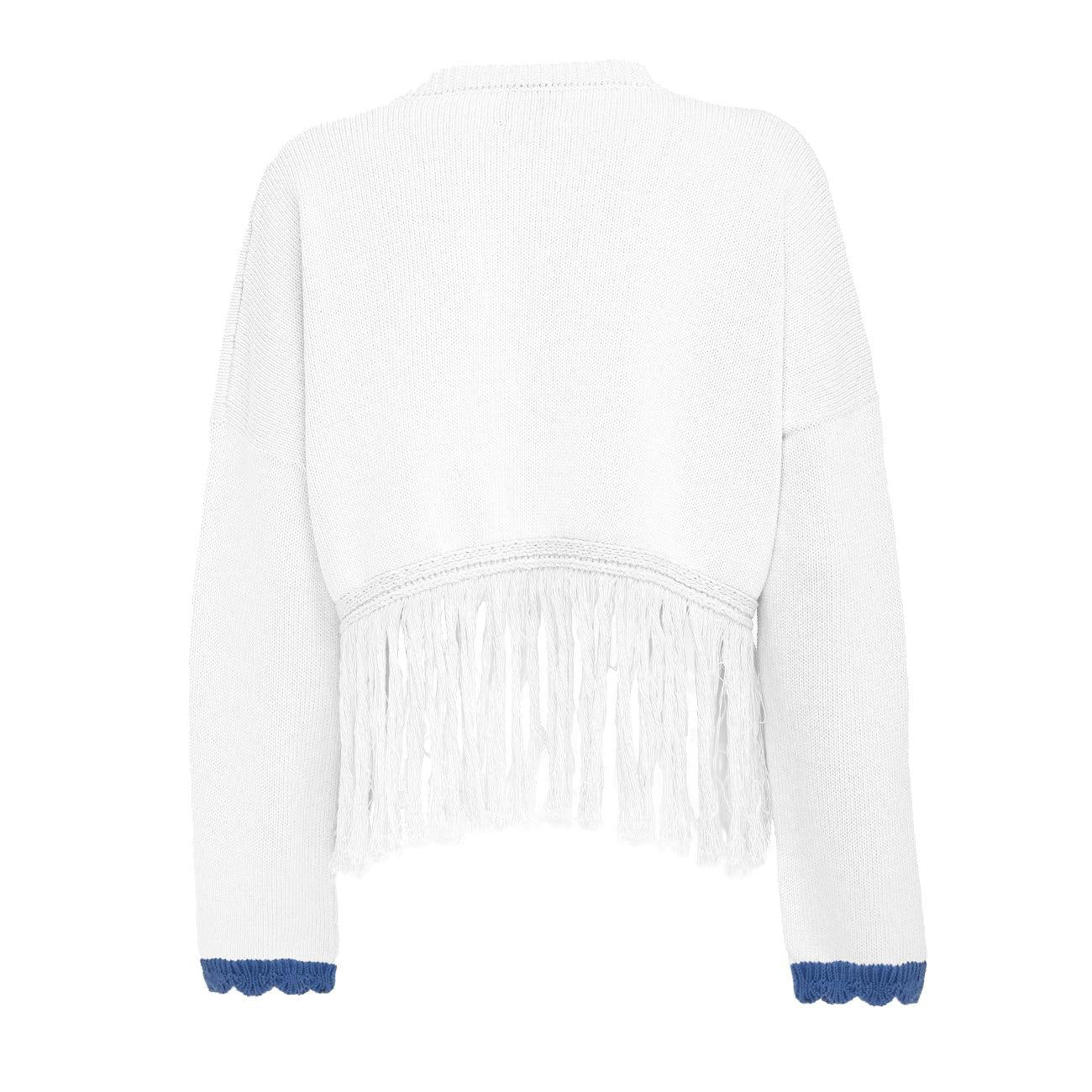 Pull Cropped Con Frange Donna Bianco GIADA/AP513107 30221BIANCO GIADA BENINCASA 