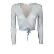 Cardigan Incrocio Corto Donna Azzurro Lurex J3711044/124 POLINESIA 1789/AZZ. LUREX JUCCA 
