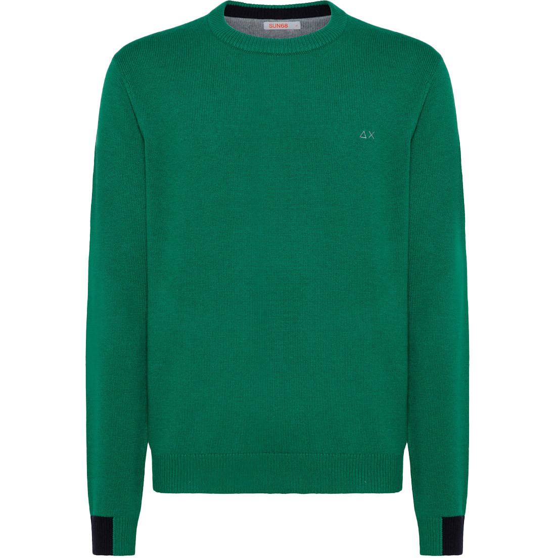 Pullover Polsini Colorati Uomo Verde Prato K42134 88 VERDE PRATO SUN68 