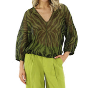 Blusa Jacquard Animalier CMKD13248 VERDE/NERO AKEP 